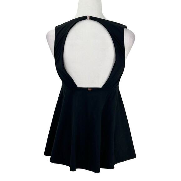 Amoressa Tankini Swim Top Sheer Front Panel Circle Detail Size Medium Black - Picture 7 of 16